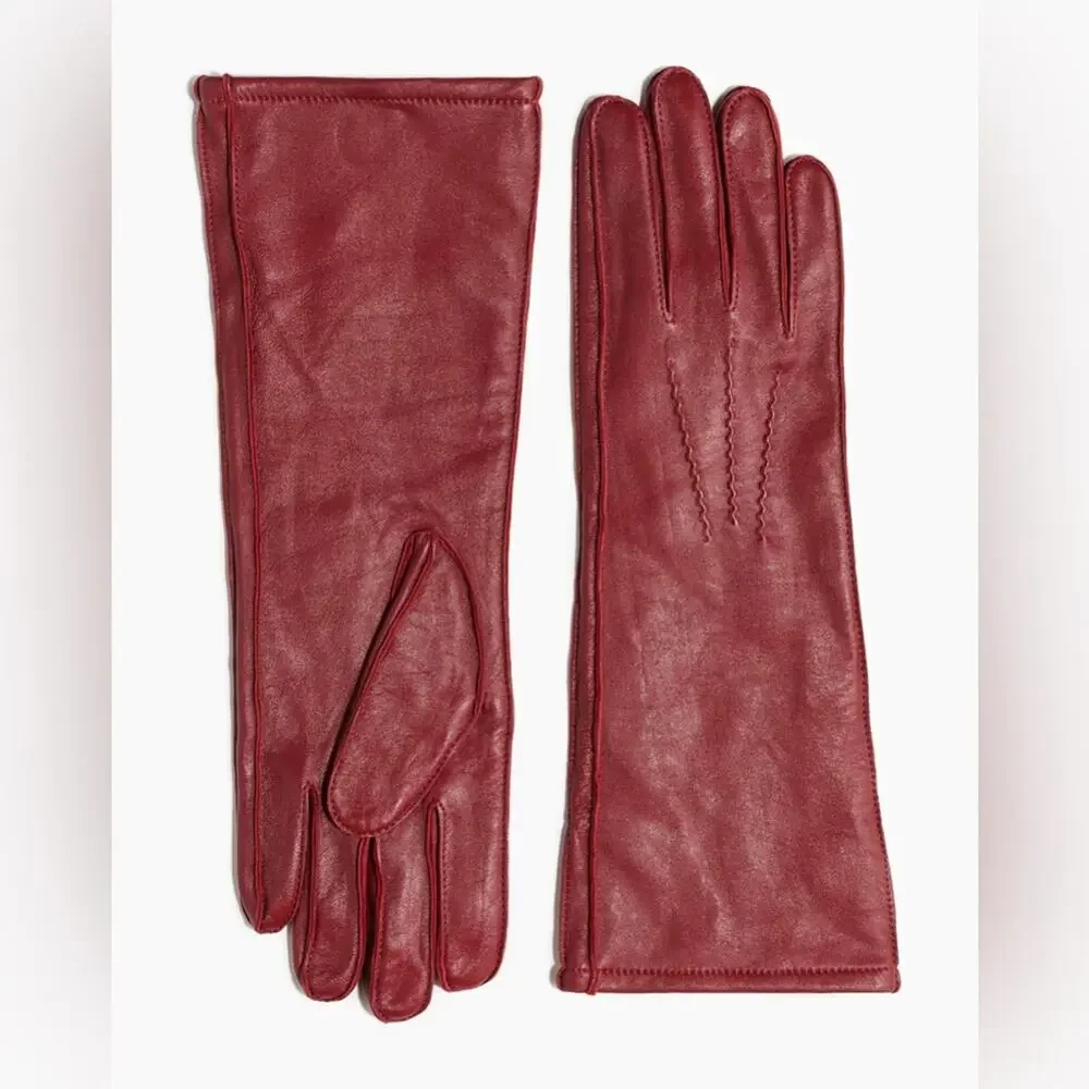 H&M 100% Leather Long Gloves – Dark Red – Size S Winter Accessories Classic